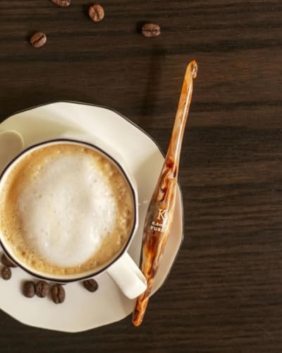 Image of Furls Crochet Hook, Limited Edition Latte Streamline Resin, Ergonomic Handle Crochet Hooks 7 inch (Latte, I - 5.50MM)