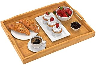 Pipishell Bamboo Serving Tray with Handles Rectangular Wooden Breakfast Tray Works for Eating, Working, Storing, Used in Bedroom, Kitchen, Living Room, Bathroom, Hospital and Outdoors-17x13x2inches