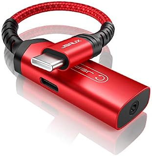 USB C Headphone Adapter and Charger, JSAUX 2-in-1 Type USB C to 3.5mm audio Adapter with PD 30W Fast Charging for Samsung S21/S20/S20+/Note 20/Note10,Huawei P40/P30/P20/Mate30,iPad Pro/Air,Pixel-Red