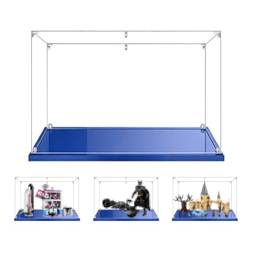 MADEHAY Vitrina Acrílica Transparente Antipolvo,para Lego Modelo Serie 41713 42079 43195 76273 76388 Grand Caja de Exhibición. Base Azul (1, 40x20x30cm)