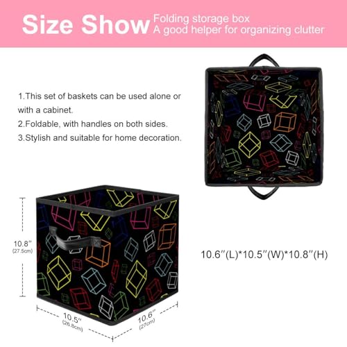 Boîte de rangement pliable cube en tissu noir géométrique pour placard