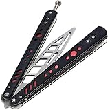 taiyuanyuan バタフライナイフ 練習用 トレーニング用 刃なし 折りたたみ式 サバイバルゲーム用品 G10ハンドル 蝶ナイフ 初心者 チョウ 練習刀 (ブラック)