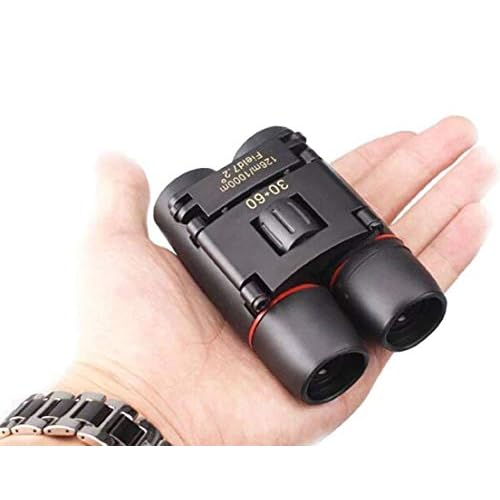 ARPDJK Compacto Pequeño Prismático 30x60 Potente Telescopio Plegable con Tela de Limpieza y Estuche para el Transporte, Prismático Binocular de Bolsillo Ligero para Adultos y Niños