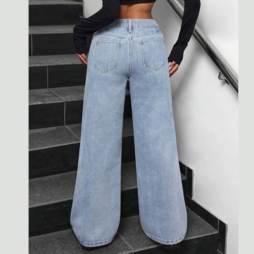 Oplxuo Straight Leg Jeans for Women Teen Girls Cute 3D Bows Denim Pants Y2K High Waisted Baggy Jeans Pockets Preppy Clothes4
