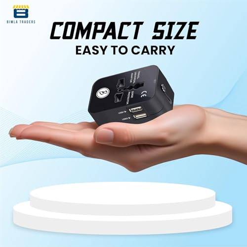 Image of Btag Universal Travel Adapter All-in-One Worldwide Plug Adapter, International with Dual USB Ports (2U - 1A), Multi-Country Power Outlet, Compact Adapter (100-240V)(Black)