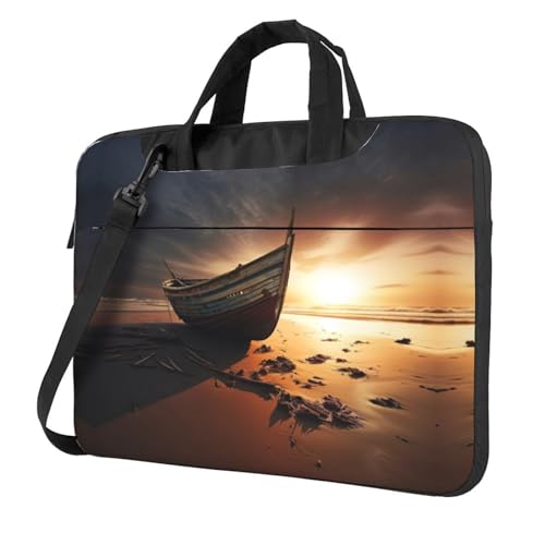 Bolso de hombro para laptop de 15.6 pulgadas duradero Boat on the Beach