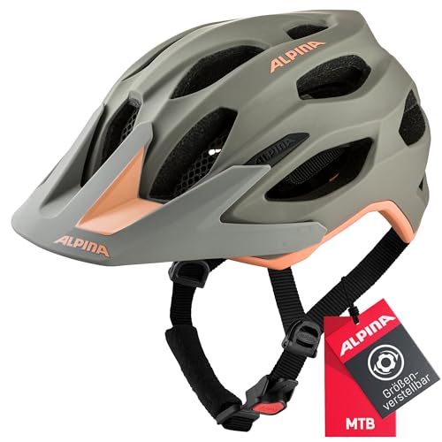 Alpina Carapax 2.0 - Leichter, Stabiler & Komfortabler Fahrradhelm Mit Fliegennetz & Antibakteriellen Polstern Für Erwachsene, Moon-Grey-Peach matt, 57-62 cm