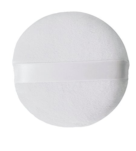 Powder Puff for Body, Face, or Baby - Extra Large Jumbo Size (5 inch), Cotton Velour and Sponge Material with Satin Handle, Use for Dusting Powder or Blending & Setting Makeup Foundation
