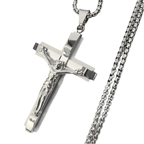 Collier en Argent Sterling 925 Pendentif Crucifix Haut de Gamme