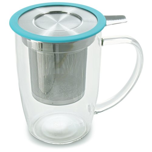 Mug de vidrio FORLIFE NewLeaf 16 oz con infusor y tapa miniatura 1