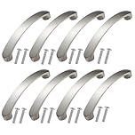 8 Pack Silver Cabinet Handles Kitchen Door Cupboard Handle 96mm Hole Centre with Screws Bow Stainless Steel Drawer Cabinet Pulls Aluminum Alloy Handles for Drawer Wardrobe Bathroom Furniture Kitchen