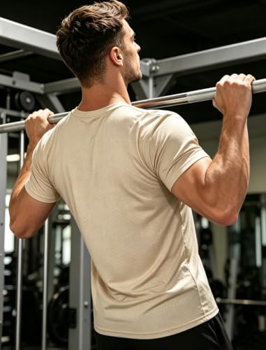 Image of APTRO Men's Workout Shirts Quick Dry Athletic Gym T-Shirts - Moisture Wicking Short Sleeve Performance Running Tees for Men