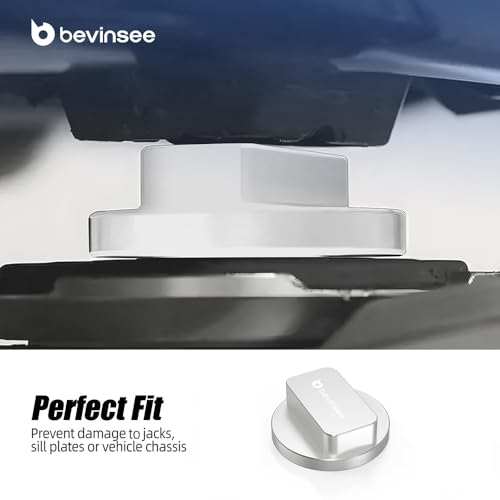 Image of Bevinsee 4pcs Floor Jack Pad Adapter Aluminum Compatible with BMW & Mini E46 E90 E91 E92 E93 F30 F31 M3 F80 M3 G20 Jack Pad Frame Rail Protector Universal Silver