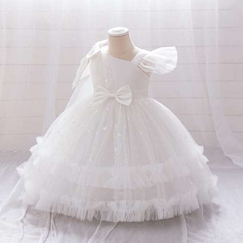 Toddler Baby Girls One Shoulder Formal Ruffle Princess Dress Bowknot Sequins Heart Ball Gown Party Pageant Lace Dresses3
