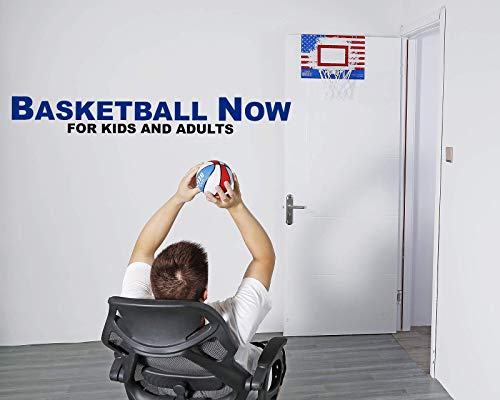 JaperBees Mini Basketball Hoop Kids Over The Door & Wall-Mount w/Thick Shatterproof Backboard(Patriotic)