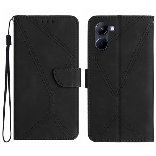 Rfvzubemok Compatible with Realme C30 4G Case,Compatible with Realme C30s 4G Kickstand Flip Card Slot Magnetic Closure Phone Cover Black