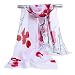 GERINLY Elegant Women Scarves Pretty Flowers Print Sheer Scarf (Red+White)