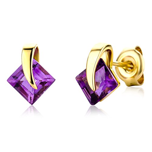 Preisvergleich Produktbild Miore Damen-Ohrstecker 9 Karat 375 Gelbgold Amethyst