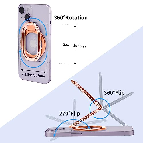 Image of Magnetic Phone Ring Holder, Removable Grip & Kickstand for MagSafe Rosegold
