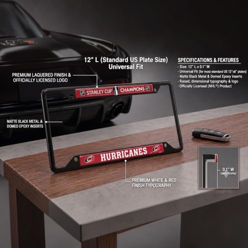 Logo Brands Carolina Hurricanes 2026 Stanley Cup Champions License Plate Frame – Black Matte Finish Car Accessory for Hockey Fans – Fits Standard 12x6 Plates by Logo Brands - Used condition - Image 3