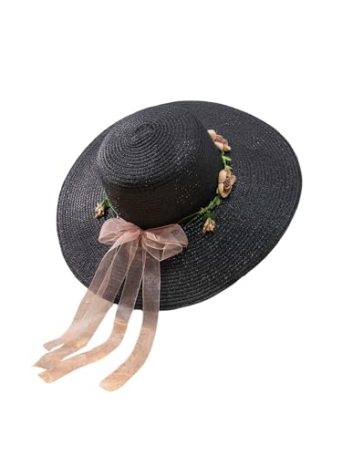 Sombrero de paja con ala ancha para mujer