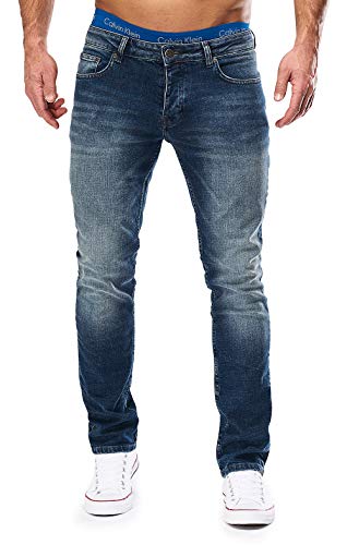 Merish Jean en denim stretch pour homme Coupe ajustée - Bleu - 32W x 30L - Image 3