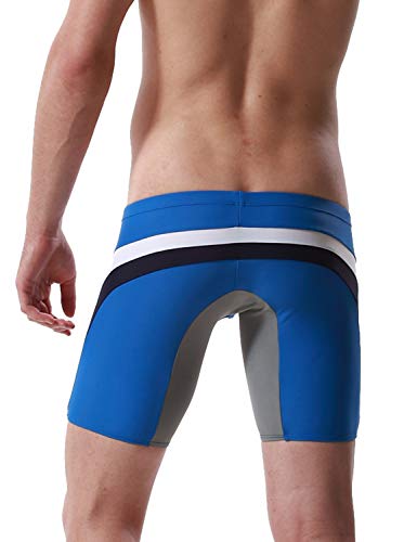 SEOBEAN Mens Low Rise Sexy Sport Swimwear Trunk Boxer Brief Bikini Swimsuit (Medium(28-31"), 2701 Blue)2