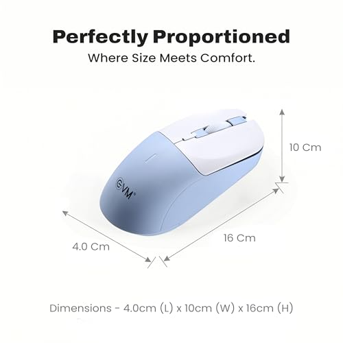 Image of EVM 2.4GHz Wireless Mouse with USB Receiver | 1200 DPI Optical Sensor | 4 Keys Ergonomic Mouse | Smooth Tracking | Wireless Mouse for Laptop, Desktop & Mac | EWLM-630-Blue