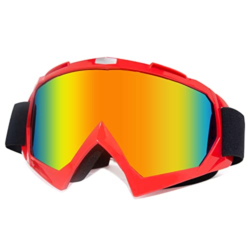 CoPvner ATV Dirt Bike Goggles Red Frame with Color Lens