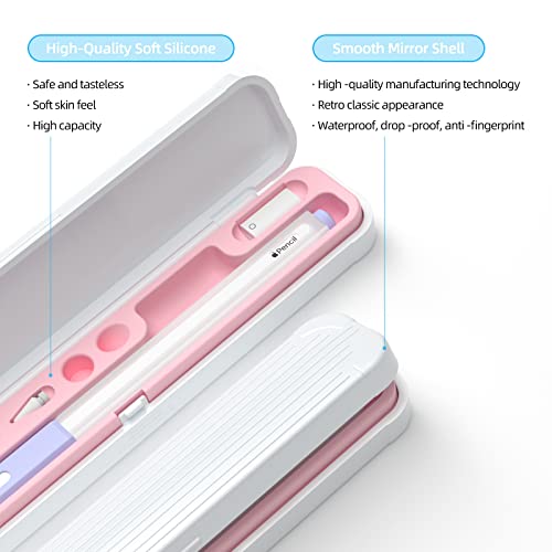 Image of Magnetic Carrying Case Compatible with Apple Pencil 2nd Generation and 1st Gen Pencil and Samsung Galaxy S-Pen Series, Pencil case Consists of Hard PC Shell and Soft Silicone Inner (Pink)