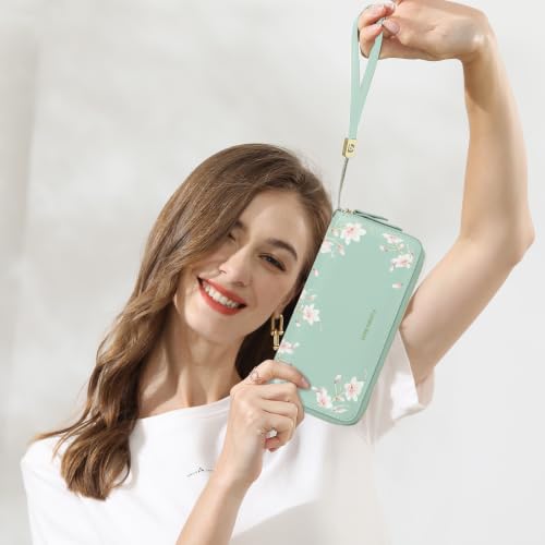 Image of Pomelo Best Wristlet Women Wallet Floral RFID Clutch Purse | Vegan Leather, Multi Credit Card, Large Capacity Zip Around Long Travel Wallets with Coin and Phone Pocket for Ladies