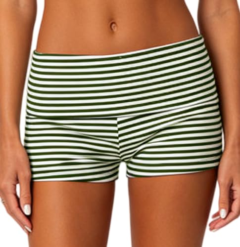 Image of KMBANGI Womens Fold Over Shorts Elastic Waist Y2k Lounge Shorts Foldover Cute Pajama Micro Bottoms Mini Shorts Sleepwear