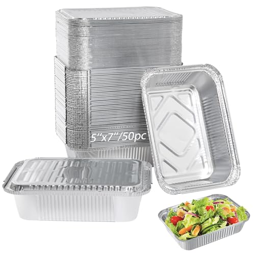 Notwoe 50 Stk Alu Backformen mit Deckel 7x5 cm Backen Kochen Aufbewahren