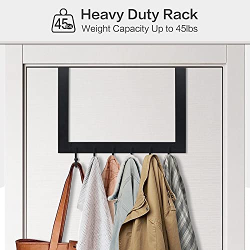 Happyhapi Over The Door Hooks, Extra Large Over The Door Towel Rack, Heavy-Duty Door Hanger For Coat Hooks, Sturdy Door Hooks For Hanging Towels, Clothes, Bags, Back Of Bathroom, Black #TOP5