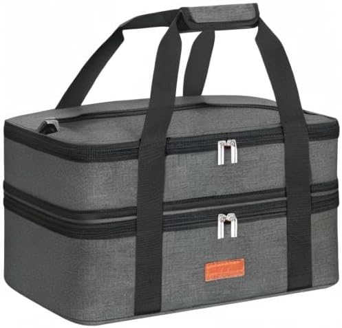 Miniatura 8 de Cazuela aislada de dos pisos para alimentos calientes o fríos, transportador de alimentos expandible para fiestas de comida, picnic, comidas al aire