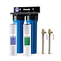iSpring WGB22B-DS+AHPF12MNPT16X2 2-Stage Whole House Water Filter System w/ 3/4'' Push-Fit Braided Stainless Steel Hose Connectors, Reduces Scale, Corrosion, Chlorine, Taste, Odor