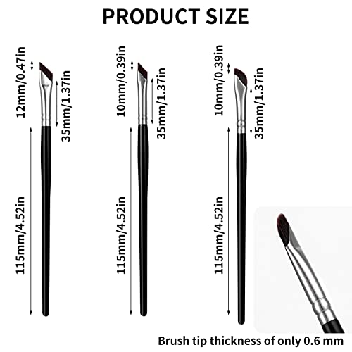 Lusofie 3Pcs Thin Eye Liner Brush Angled&Slanted&Flat Eyeliner Brushes Set Sickle Professional Eye Makeup Brushes Eyebrow Concealer Brush For Women #TOP1