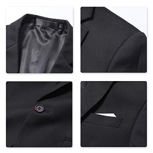 Allthemen Blazer pour Homme avec Fente Arrière à Un Bouton Veste de Costume d'affaires Couleur Unie Noir L - Image 5