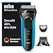 Braun Series 3 Rasierer Herren, 3-in-1-Elektrorasierer, Barttrimmer mit 5 Kammaufsätzen, Wet&Dry, Geschenk Mann, Made in Germany, 3010BT, blau