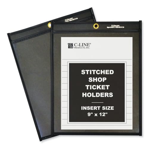C-Line Shop Ticket Holders, Stitched, One Side Clear, 75 inch, 9 x 12, 25/BX
