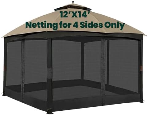 OLILAWN Gazebo Universal Replacement Mosquito Netting, Upgrade 12