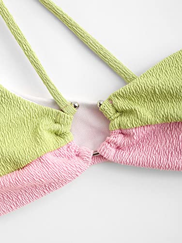Zaful Ribbed O-Ring Bikini Sets For Women One Shoulder Cheeky Swimwear Colorblock Swimsuits #TOP4