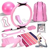 CARDOBIR Pilates Equipment for Women - at Home Pilates Kit 18Pcs with Resistance Bands, Figure 8 Band & More for Full Body Strength, Flexibility & Core Workouts (Simple)