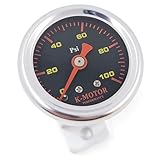 K-MOTOR PERFORMANCE Pressure Gauge Meter for Fuel and Oil - 1/8 NPT Thread 100 Psi - Black