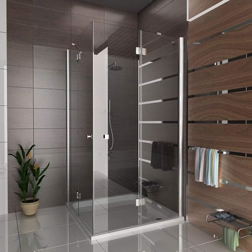 Alpenberger Duschkabine 120 x 120 cm | Eckeinstieg Dusche aus 2 Duschtüren und Seitenteilen aus Sicherheitsglas ESG | Komplettdusche Glasdusche | Eckduschkabine