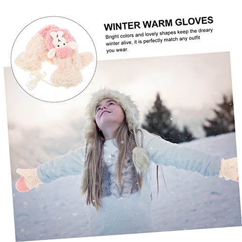 SAFIGLE 1pair Cute Plush Mittens for Girls Thickened Warm Design for Cold Weather Great for Christmas and Year Stylish and Accessories for Any Outfit2