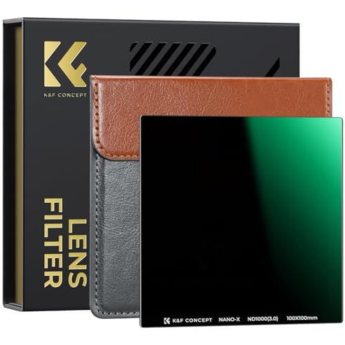 K&F Concept 100 x 100mm ND1000 (10 Stop) Square Filter Ultra Slim HD 28 Multi-Layer Coatings Neutral Density Import AGC Optical Glass with Filter Bag