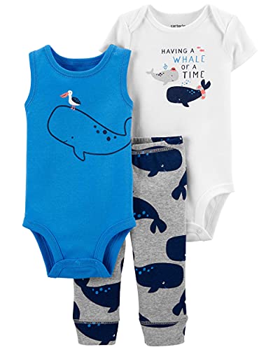 Ensemble 3 pièces baleine Carter's bleu vêtement bébé 12 mois