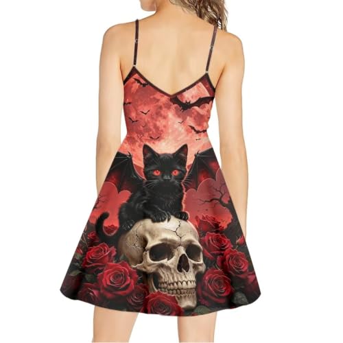 Image of Women's Spaghetti Strap Dress Summer Casual Swing Sundress Girls Beachwear Swing Mini Dress