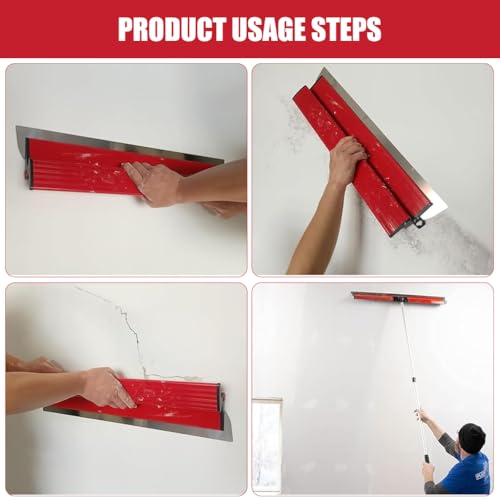 Image of Serplex Skimming Blade 15.7 Inch Stainless Steel Trowel With Rubber Handle | Smooth Wall Putty Spreads, Reduces Fatigue, Durable Steel Build, 15.7 Inch Reach, Easy Clean and Support Ready
